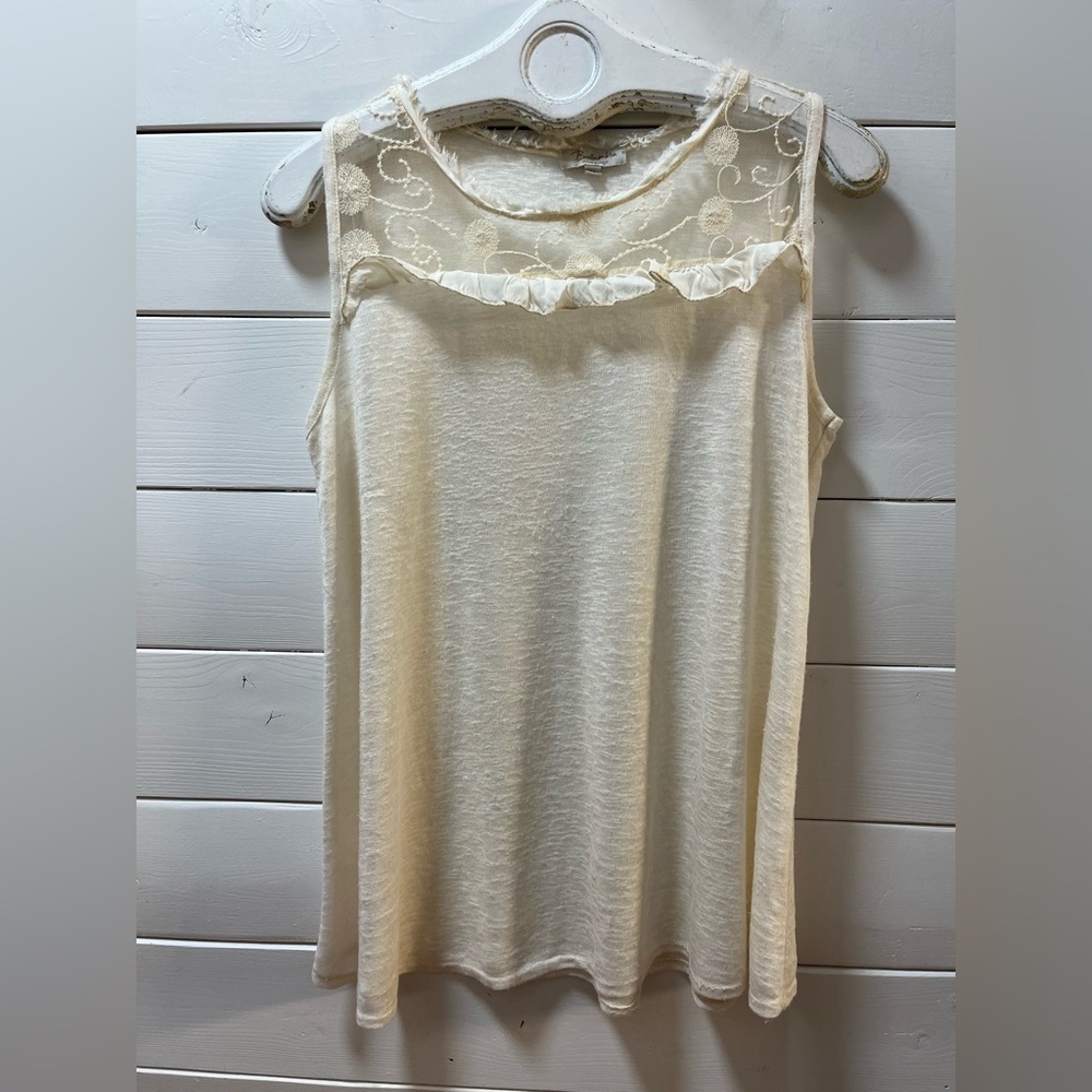 BELLAMBRA Cream Sleeveless Lace Detail Top Size M - Picture 2 of 11